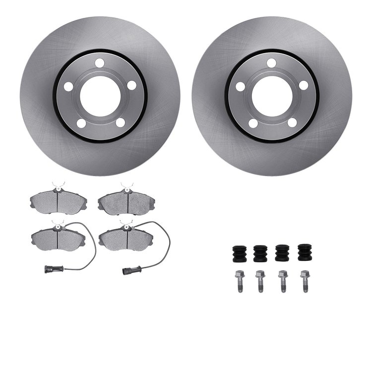 6512-73132 Brake Rotors w/5000 Advanced Brake Pads Kit with Hardware, 1986-1991 Audi/Volkswagen, Position: Front