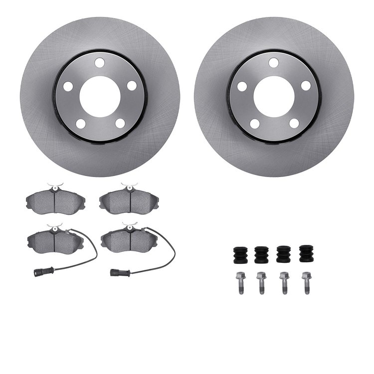 6512-73154 Brake Rotors w/5000 Advanced Brake Pads Kit with Hardware, 1990-1997 Audi/Volkswagen, Position: Front