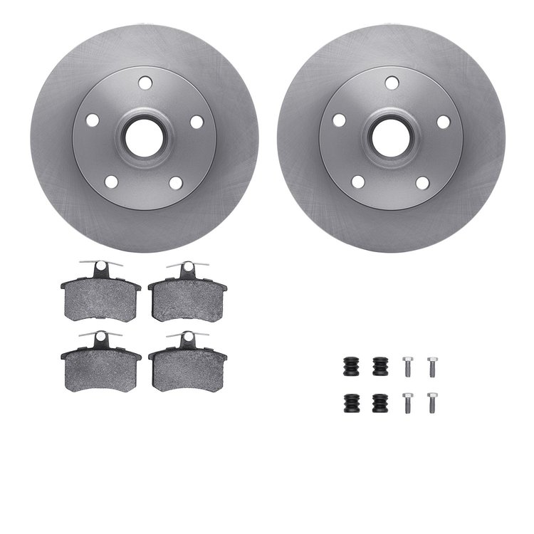 6512-73166 Brake Rotors w/5000 Advanced Brake Pads Kit with Hardware, 1996-1997 Audi/Volkswagen, Position: Rear