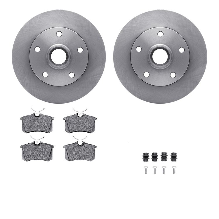 6512-73168 Brake Rotors w/5000 Advanced Brake Pads Kit with Hardware, 1997-2001 Audi/Volkswagen, Position: Rear