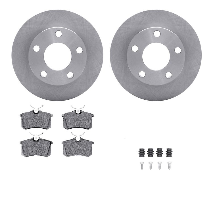 6512-73182 Brake Rotors w/5000 Advanced Brake Pads Kit with Hardware, 1998-1998 Audi/Volkswagen, Position: Rear