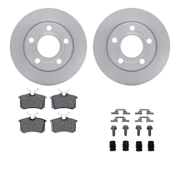 6512-73200 Brake Rotors w/5000 Advanced Brake Pads Kit with Hardware, 1999-2002 Audi/Volkswagen, Position: Rear