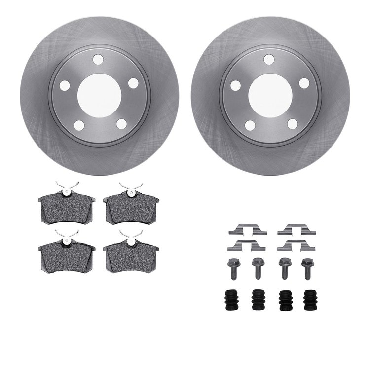 6512-73206 Brake Rotors w/5000 Advanced Brake Pads Kit with Hardware, 1999-2004 Audi/Volkswagen, Position: Rear