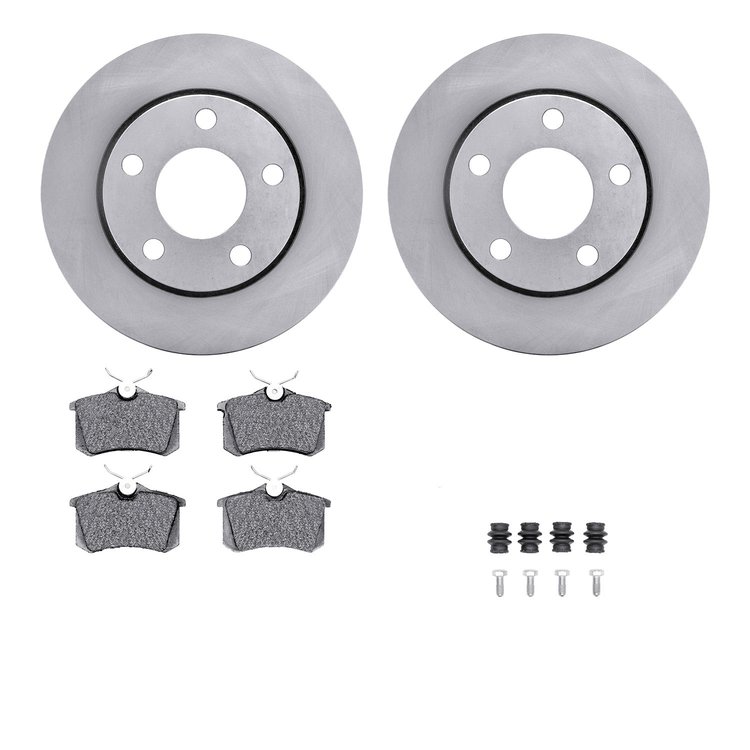 6512-73215 Brake Rotors w/5000 Advanced Brake Pads Kit with Hardware, 2000-2002 Audi/Volkswagen, Position: Rear