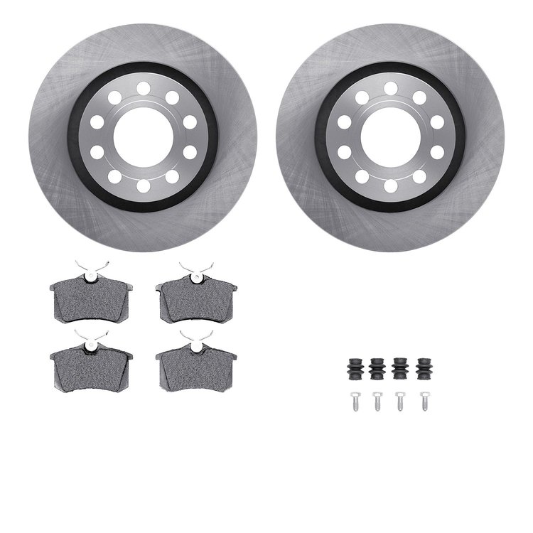 6512-73237 Brake Rotors w/5000 Advanced Brake Pads Kit with Hardware, 2004-2005 Audi/Volkswagen, Position: Rear