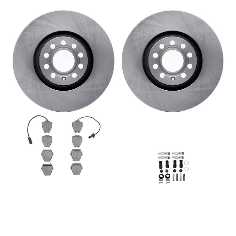 6512-73249 Brake Rotors w/5000 Advanced Brake Pads Kit with Hardware, 1999-2005 Audi/Volkswagen, Position: Front