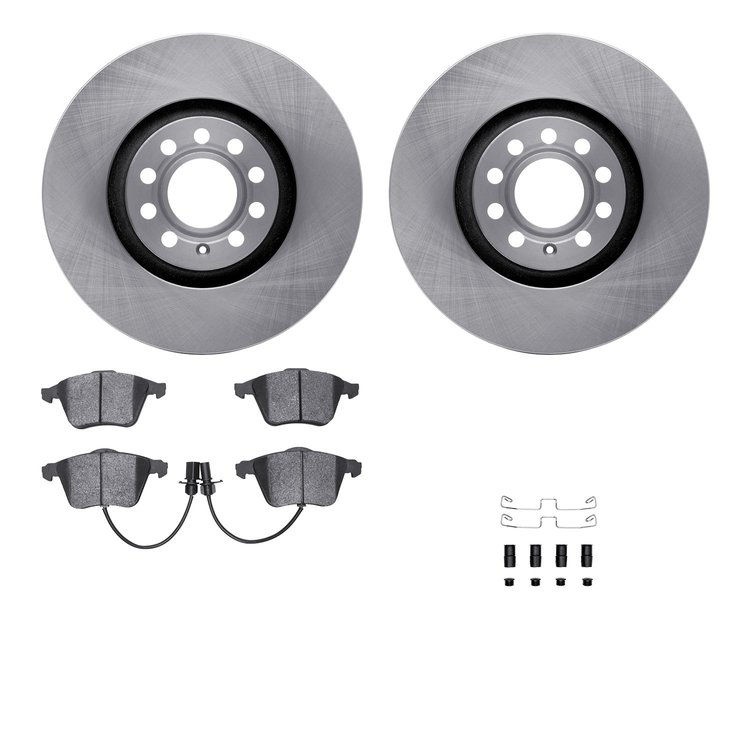 6512-73250 Brake Rotors w/5000 Advanced Brake Pads Kit with Hardware, 2001-2005 Audi/Volkswagen, Position: Front