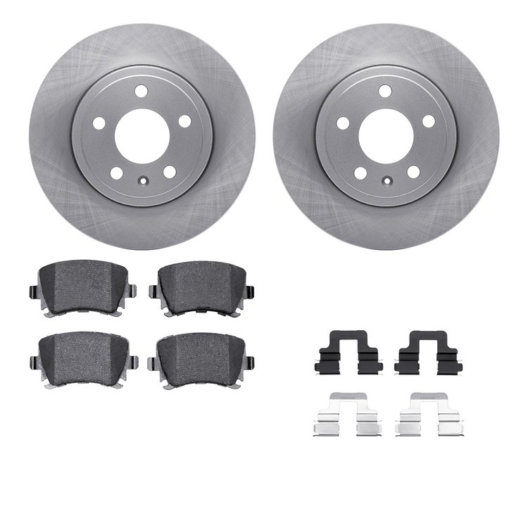 6512-73262 Brake Rotors w/5000 Advanced Brake Pads Kit with Hardware, 2005-2009 Audi/Volkswagen, Position: Rear