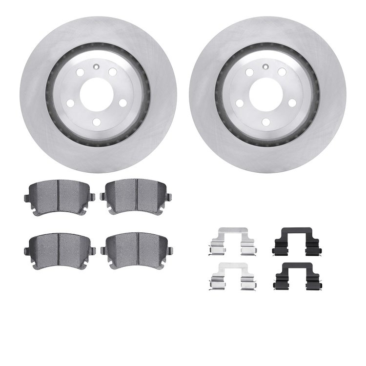 6512-73273 Brake Rotors w/5000 Advanced Brake Pads Kit with Hardware, 2005-2011 Audi/Volkswagen, Position: Rear