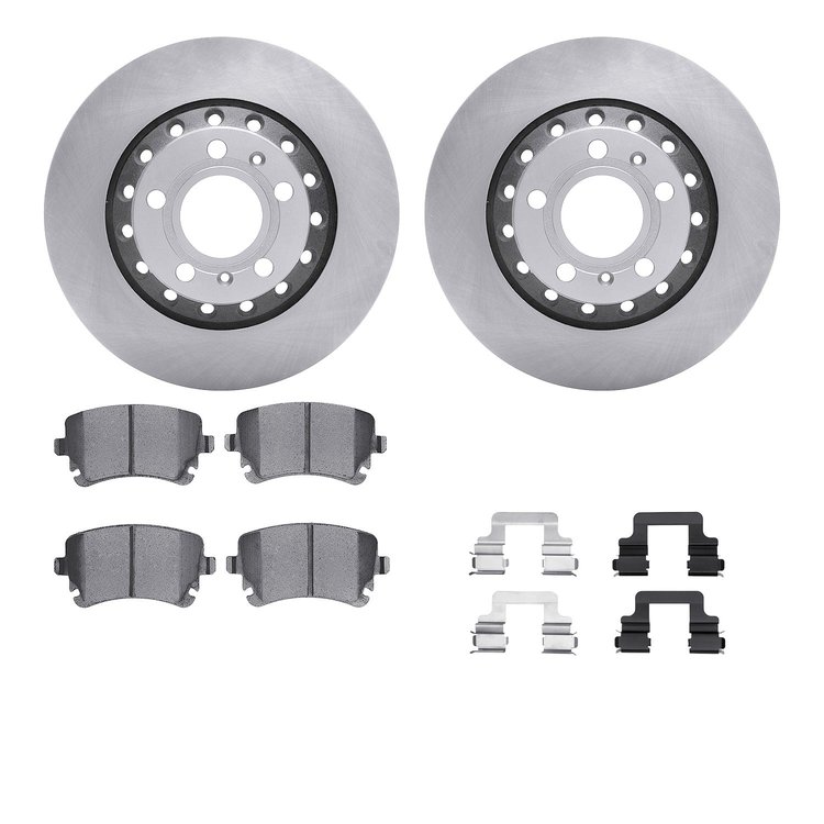6512-73276 Brake Rotors w/5000 Advanced Brake Pads Kit with Hardware, 2004-2010 Audi/Volkswagen, Position: Rear