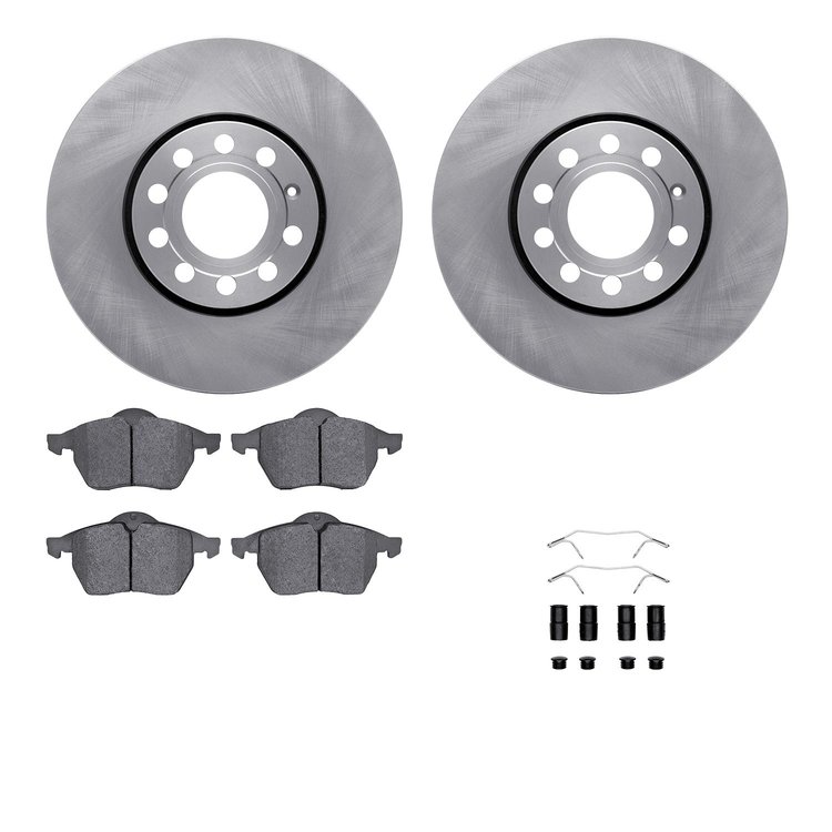 6512-73280 Brake Rotors w/5000 Advanced Brake Pads Kit with Hardware, 1996-1999 Audi/Volkswagen, Position: Front