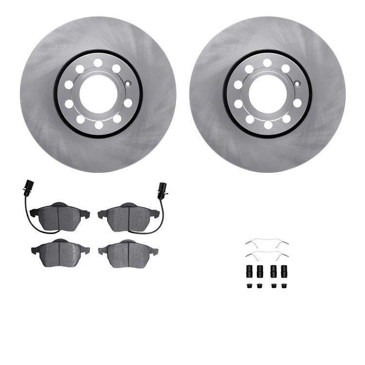6512-73281 Brake Rotors w/5000 Advanced Brake Pads Kit with Hardware, 1998-2008 Audi/Volkswagen, Position: Front