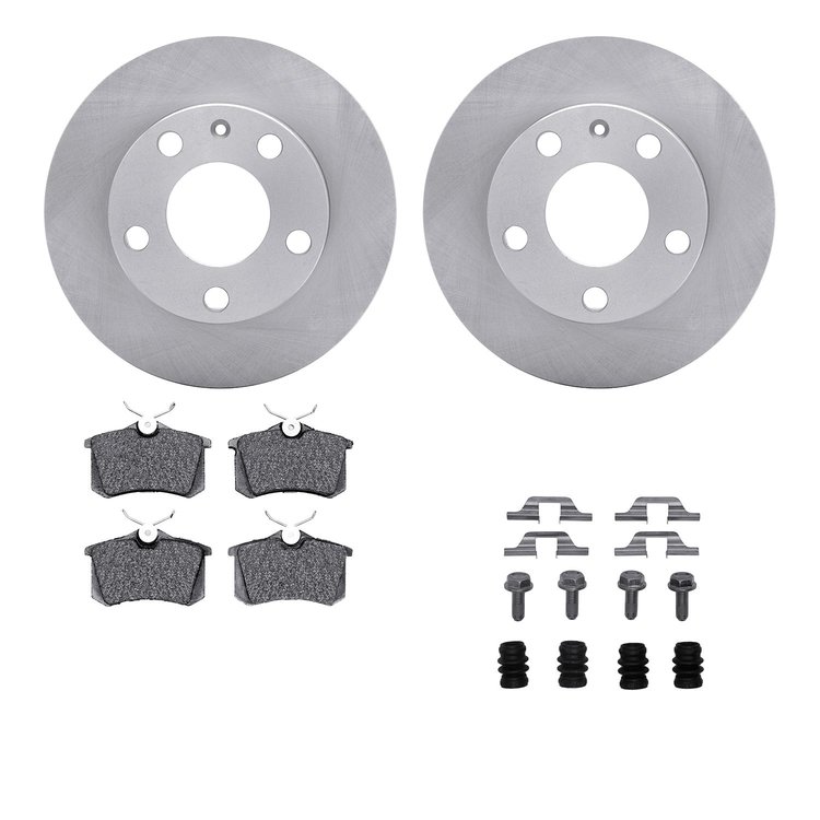 6512-73295 Brake Rotors w/5000 Advanced Brake Pads Kit with Hardware, 2002-2006 Audi/Volkswagen, Position: Rear