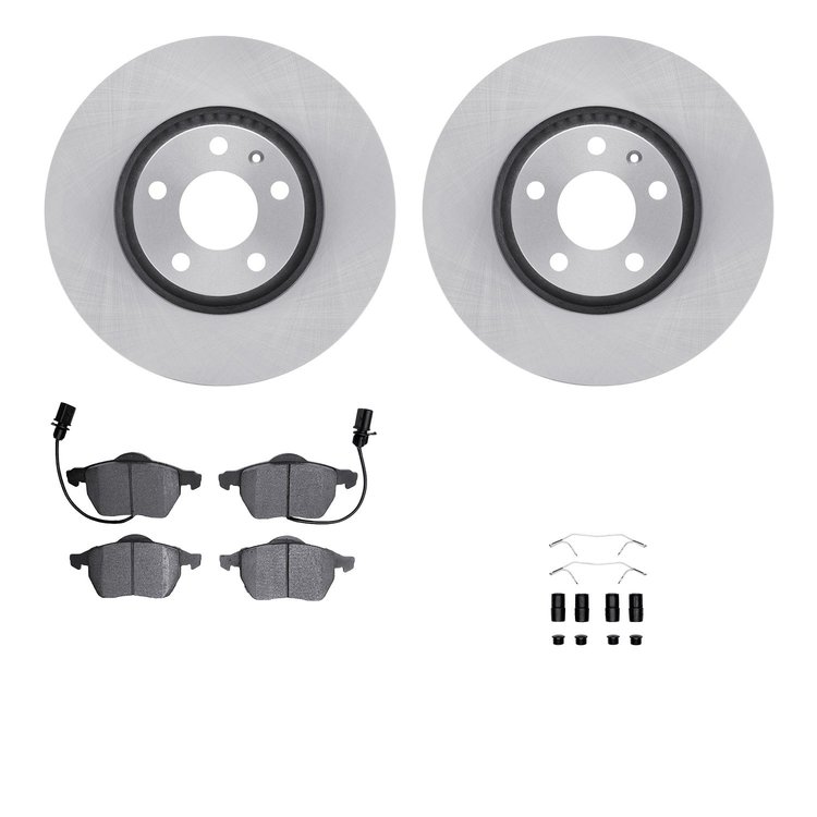 6512-73301 Brake Rotors w/5000 Advanced Brake Pads Kit with Hardware, 1999-2006 Audi/Volkswagen, Position: Front