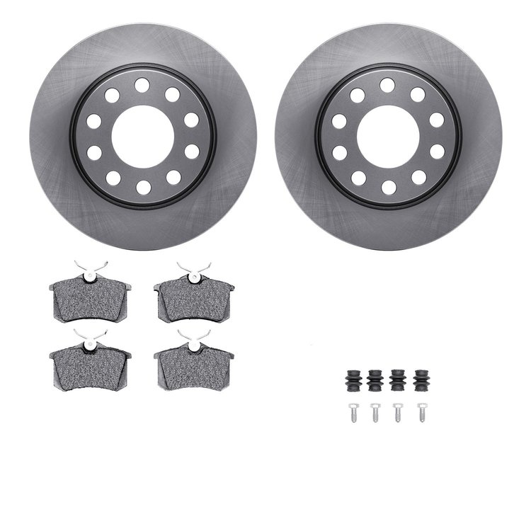 6512-73307 Brake Rotors w/5000 Advanced Brake Pads Kit with Hardware, 2002-2006 Audi/Volkswagen, Position: Rear