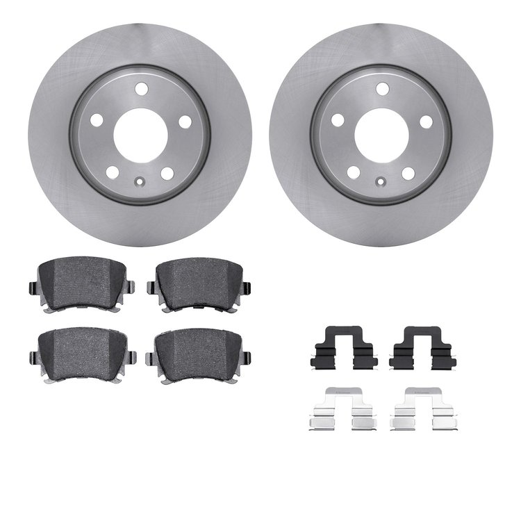 6512-73329 Brake Rotors w/5000 Advanced Brake Pads Kit with Hardware, 2008-2009 Audi/Volkswagen, Position: Rear
