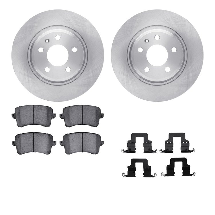 6512-73361 Brake Rotors w/5000 Advanced Brake Pads Kit with Hardware, 2008-2016 Audi/Volkswagen, Position: Rear