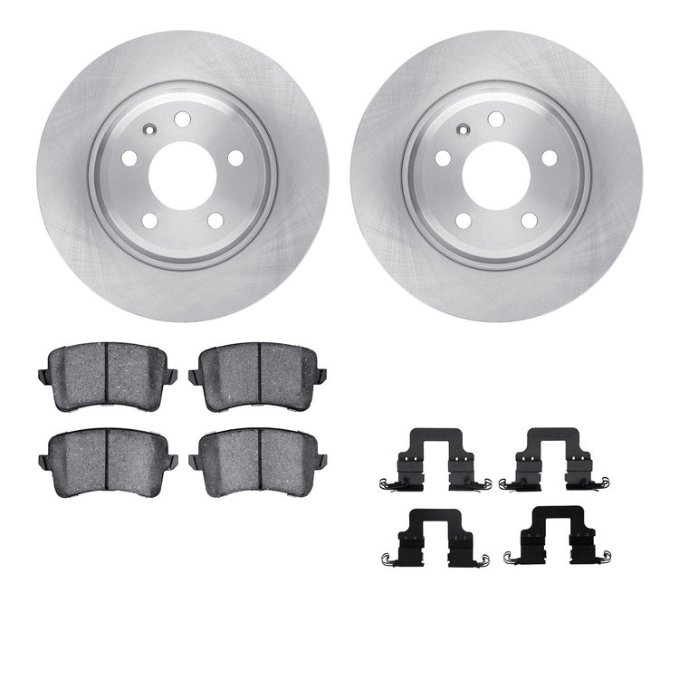6512-73362 Brake Rotors w/5000 Advanced Brake Pads Kit with Hardware, 2012-2017 Audi/Volkswagen, Position: Rear