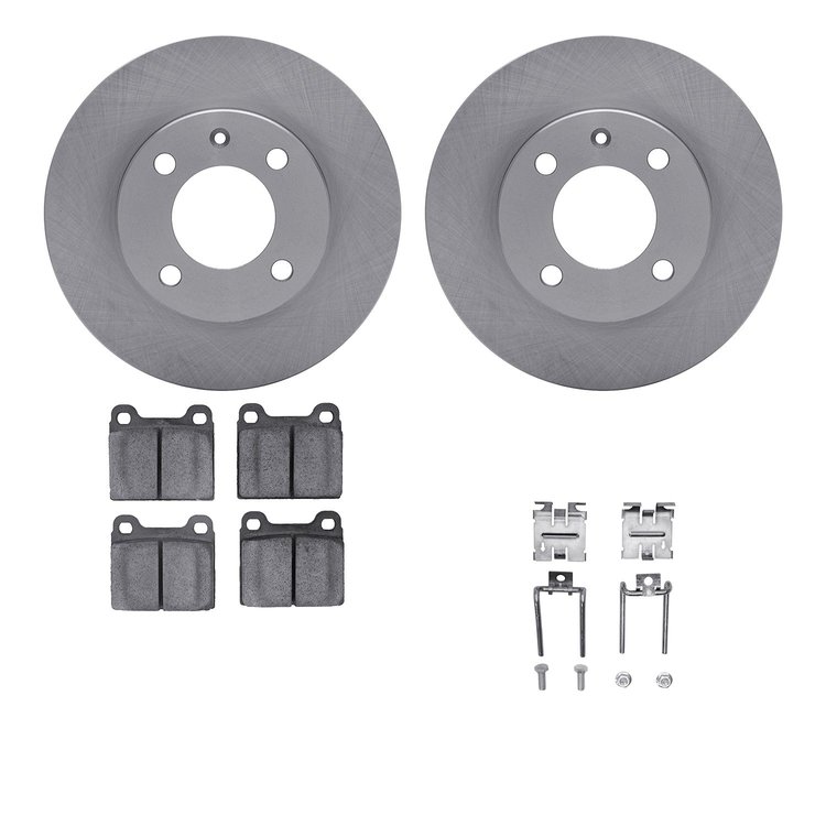 6512-74075 Brake Rotors w/5000 Advanced Brake Pads Kit with Hardware, 1973-1980 Audi/Volkswagen, Position: Front