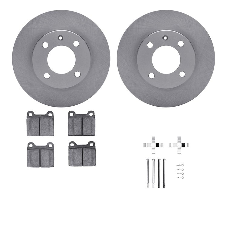 6512-74076 Brake Rotors w/5000 Advanced Brake Pads Kit with Hardware, 1973-1980 Audi/Volkswagen, Position: Front