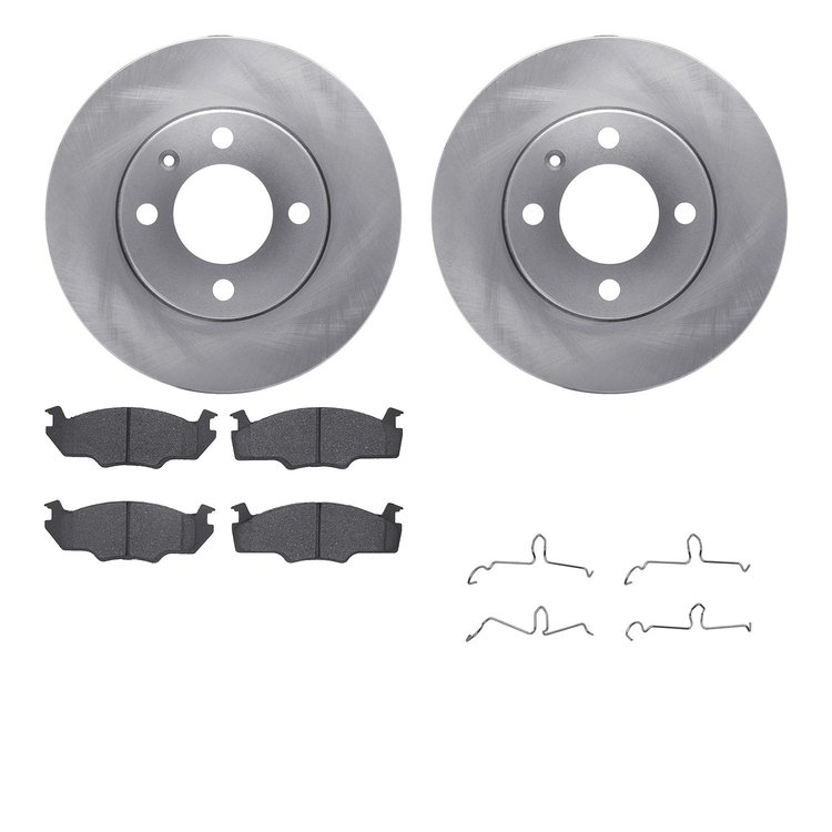6512-74131 Brake Rotors w/5000 Advanced Brake Pads Kit with Hardware, 1980-1984 Audi/Volkswagen, Position: Front