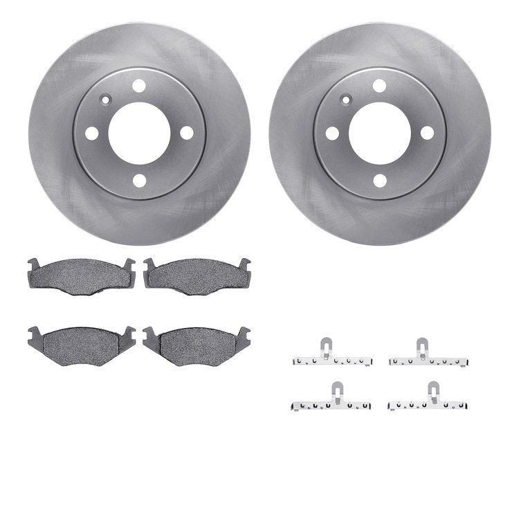 6512-74132 Brake Rotors w/5000 Advanced Brake Pads Kit with Hardware, 1984-1993 Audi/Volkswagen, Position: Front