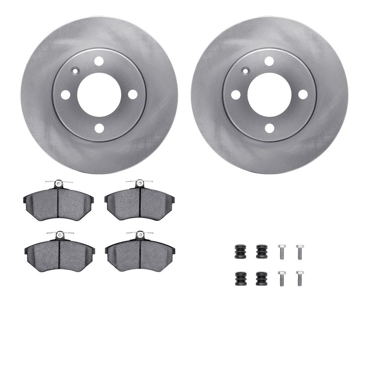 6512-74133 Brake Rotors w/5000 Advanced Brake Pads Kit with Hardware, 1988-1988 Audi/Volkswagen, Position: Front