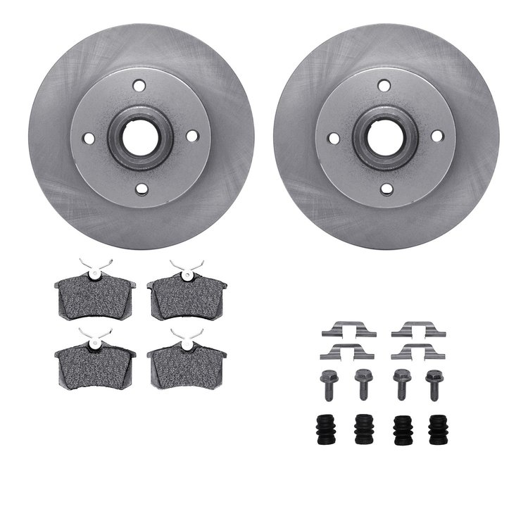 6512-74144 Brake Rotors w/5000 Advanced Brake Pads Kit with Hardware, 1999-1999 Audi/Volkswagen, Position: Rear
