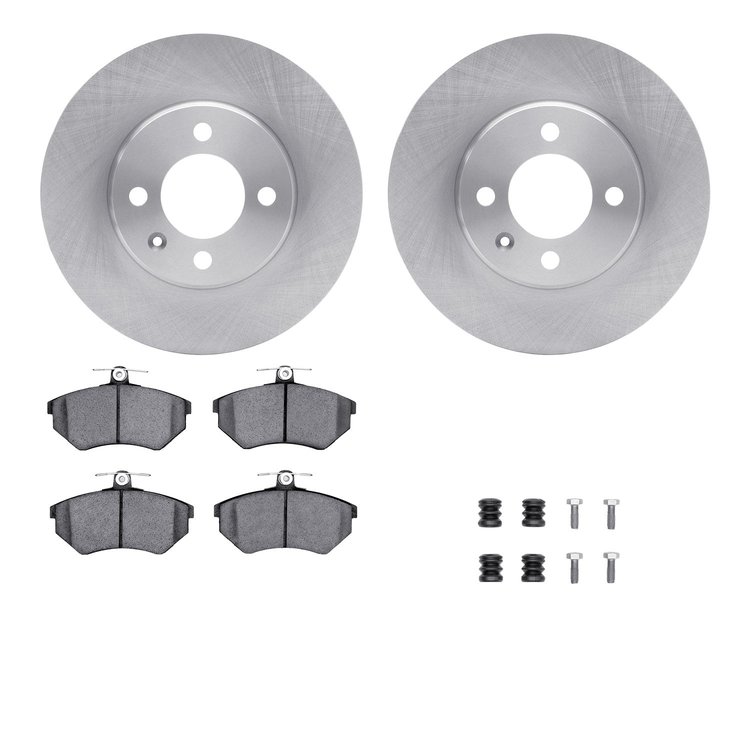 6512-74157 Brake Rotors w/5000 Advanced Brake Pads Kit with Hardware, 1986-2002 Audi/Volkswagen, Position: Front
