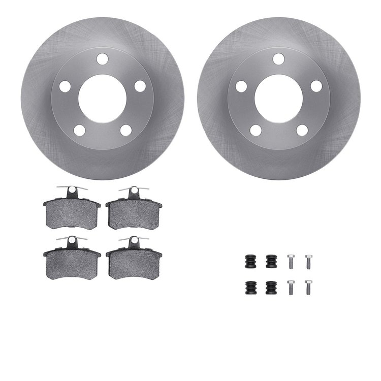 6512-74179 Brake Rotors w/5000 Advanced Brake Pads Kit with Hardware, 1992-1998 Audi/Volkswagen, Position: Rear