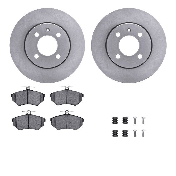 6512-74194 Brake Rotors w/5000 Advanced Brake Pads Kit with Hardware, 1984-1984 Audi/Volkswagen, Position: Front