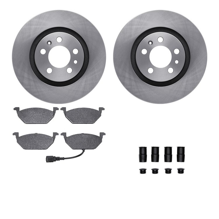 6512-74209 Brake Rotors w/5000 Advanced Brake Pads Kit with Hardware, 1998-1999 Audi/Volkswagen, Position: Front