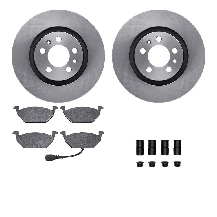 6512-74210 Brake Rotors w/5000 Advanced Brake Pads Kit with Hardware, 2008-2015 Audi/Volkswagen, Position: Front