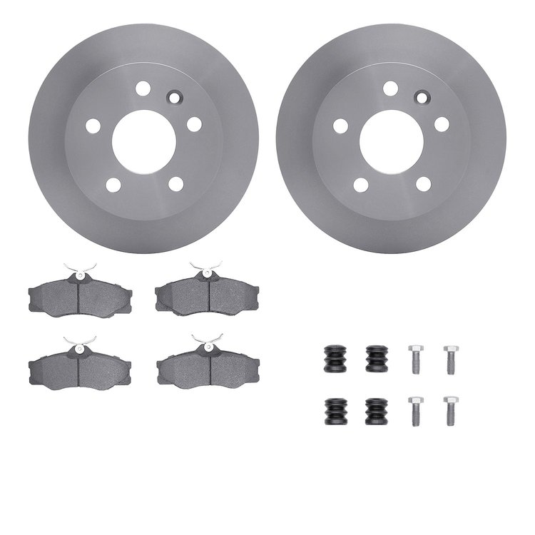 6512-74219 Brake Rotors w/5000 Advanced Brake Pads Kit with Hardware, 1986-1991 Audi/Volkswagen, Position: Front