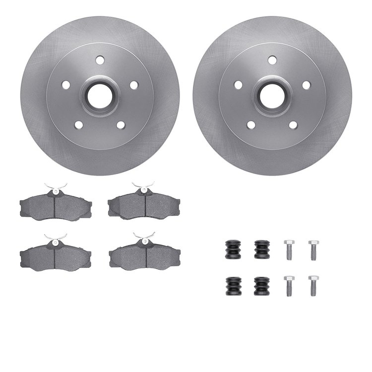 6512-74222 Brake Rotors w/5000 Advanced Brake Pads Kit with Hardware, 1986-1991 Audi/Volkswagen, Position: Front