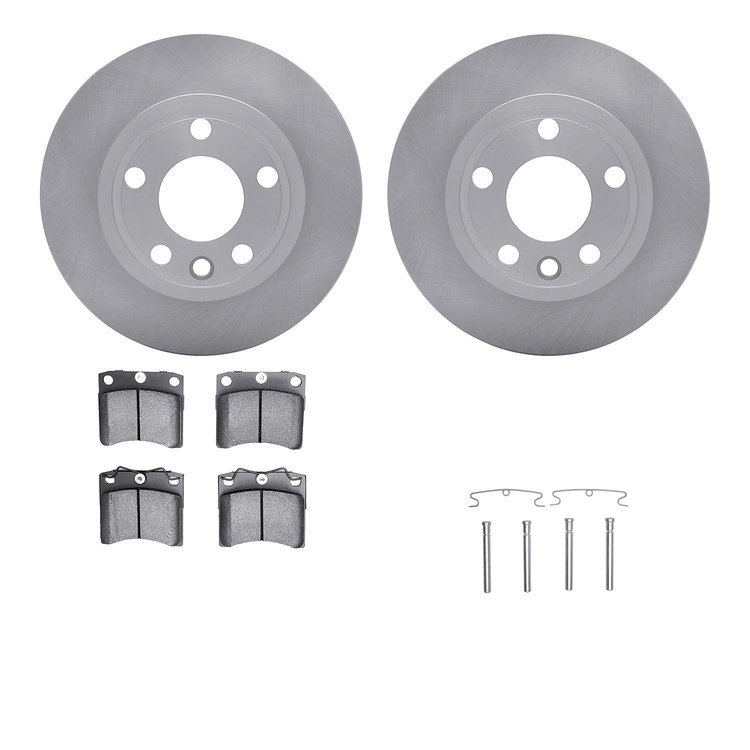 6512-74225 Brake Rotors w/5000 Advanced Brake Pads Kit with Hardware, 1992-1995 Audi/Volkswagen, Position: Front