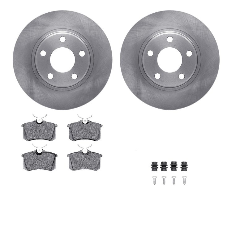 6512-74231 Brake Rotors w/5000 Advanced Brake Pads Kit with Hardware, 2001-2003 Audi/Volkswagen, Position: Rear