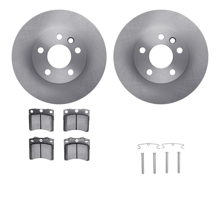 6512-74237 Brake Rotors w/5000 Advanced Brake Pads Kit with Hardware, 1996-1999 Audi/Volkswagen, Position: Front
