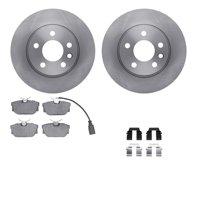 6512-74245 Brake Rotors w/5000 Advanced Brake Pads Kit with Hardware, 2000-2000 Audi/Volkswagen, Position: Rear