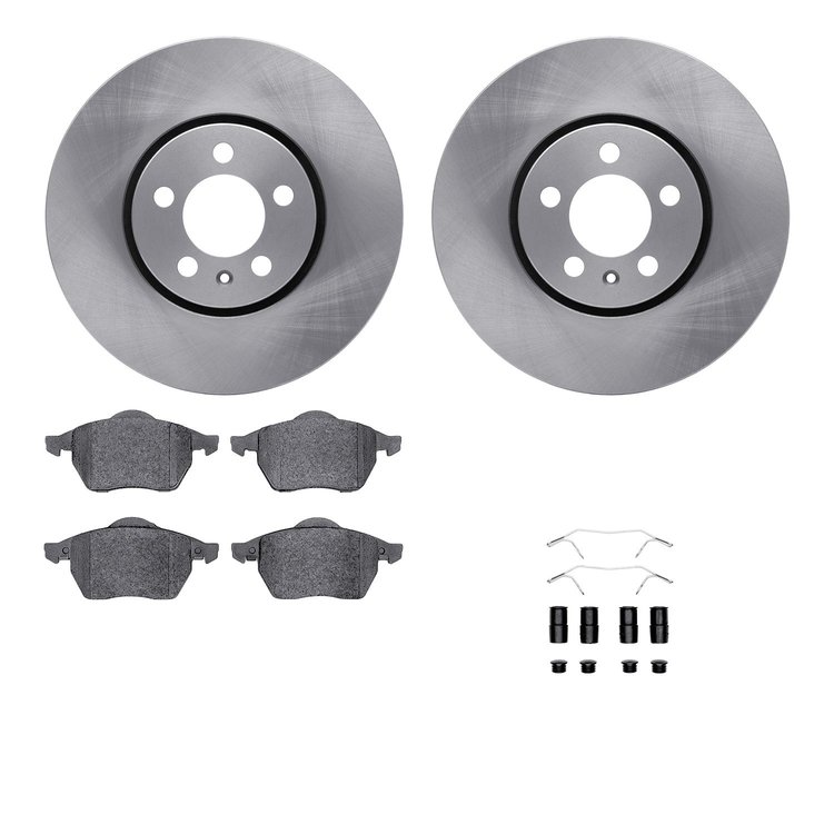 6512-74257 Brake Rotors w/5000 Advanced Brake Pads Kit with Hardware, 1999-1999 Audi/Volkswagen, Position: Front