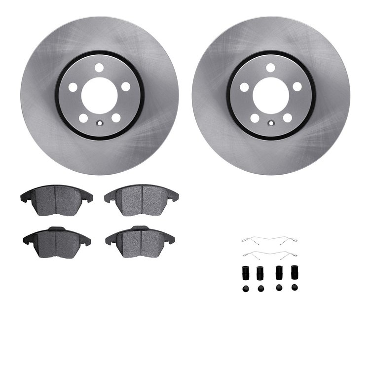 6512-74266 Brake Rotors w/5000 Advanced Brake Pads Kit with Hardware, 2011-2018 Audi/Volkswagen, Position: Front