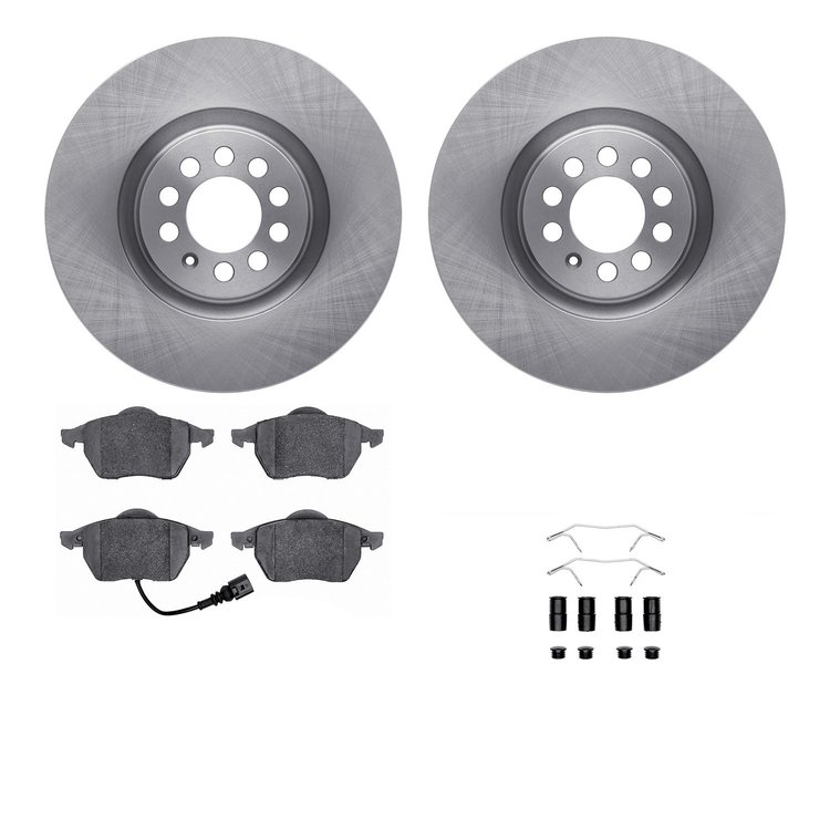 6512-74281 Brake Rotors w/5000 Advanced Brake Pads Kit with Hardware, 2001-2006 Audi/Volkswagen, Position: Front