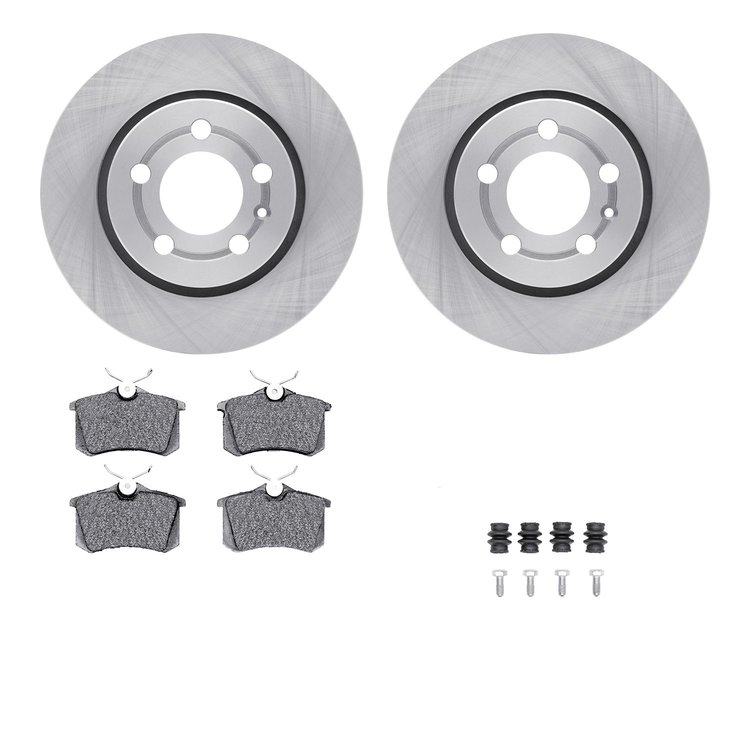 6512-74291 Brake Rotors w/5000 Advanced Brake Pads Kit with Hardware, 2000-2006 Audi/Volkswagen, Position: Rear