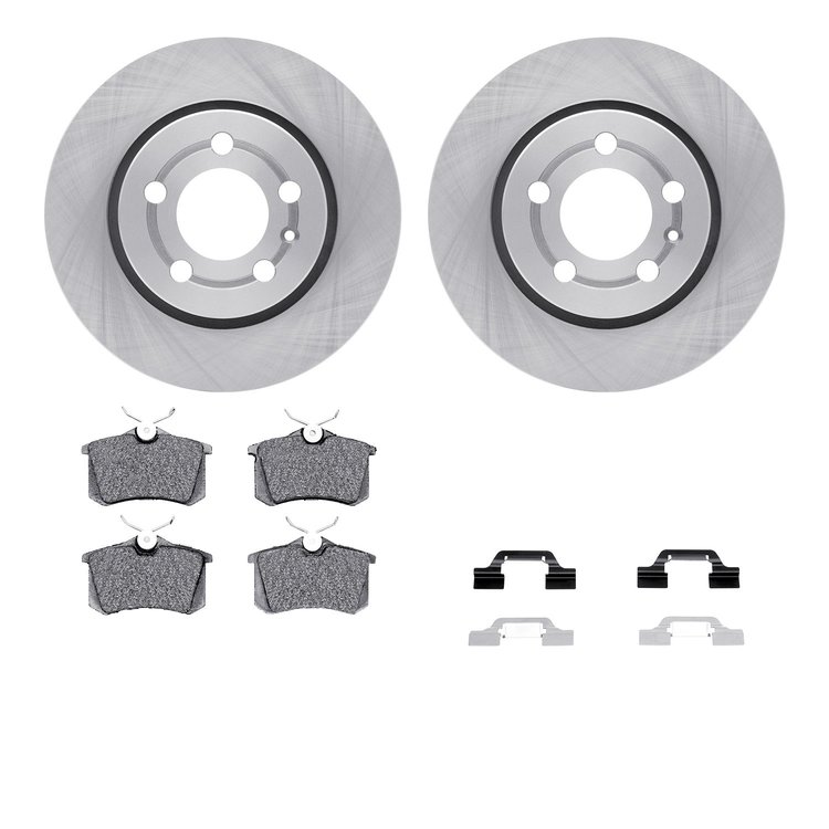 6512-74293 Brake Rotors w/5000 Advanced Brake Pads Kit with Hardware, 2003-2006 Audi/Volkswagen, Position: Rear