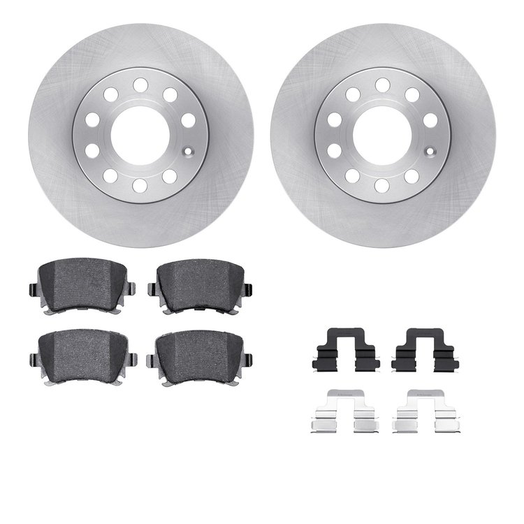 6512-74311 Brake Rotors w/5000 Advanced Brake Pads Kit with Hardware, 2005-2010 Audi/Volkswagen, Position: Rear