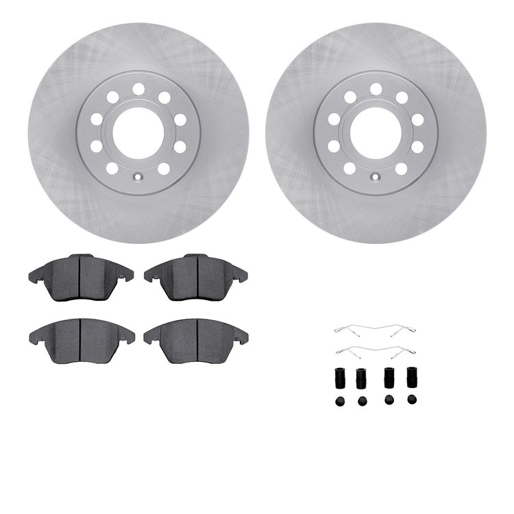 6512-74318 Brake Rotors w/5000 Advanced Brake Pads Kit with Hardware, 2011-2019 Audi/Volkswagen, Position: Front