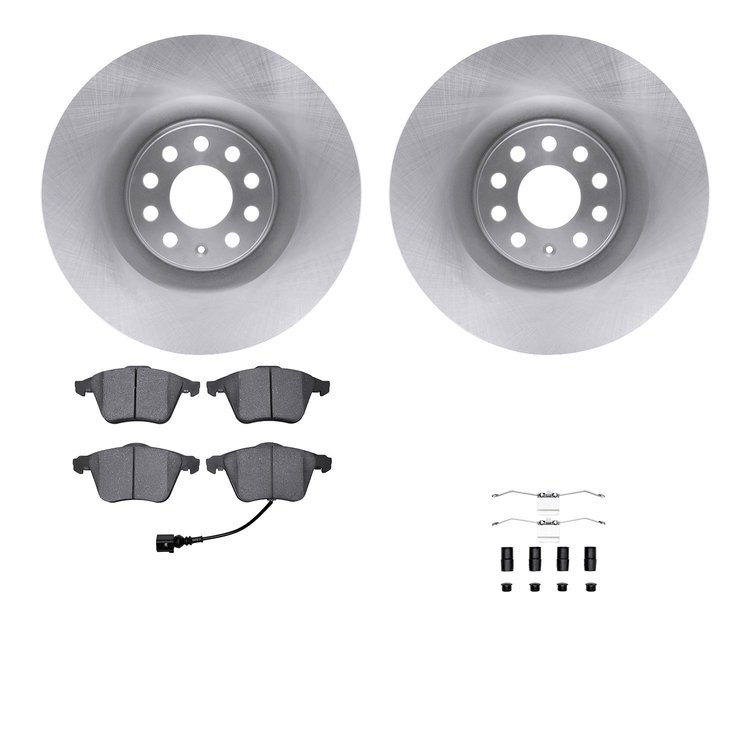 6512-74326 Brake Rotors w/5000 Advanced Brake Pads Kit with Hardware, 2008-2013 Audi/Volkswagen, Position: Front