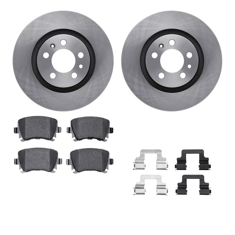 6512-74331 Brake Rotors w/5000 Advanced Brake Pads Kit with Hardware, 2008-2016 Audi/Volkswagen, Position: Rear
