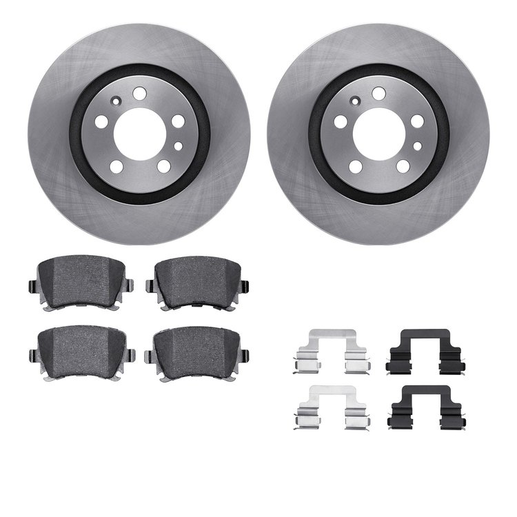 6512-74332 Brake Rotors w/5000 Advanced Brake Pads Kit with Hardware, 2006-2021 Audi/Volkswagen, Position: Rear