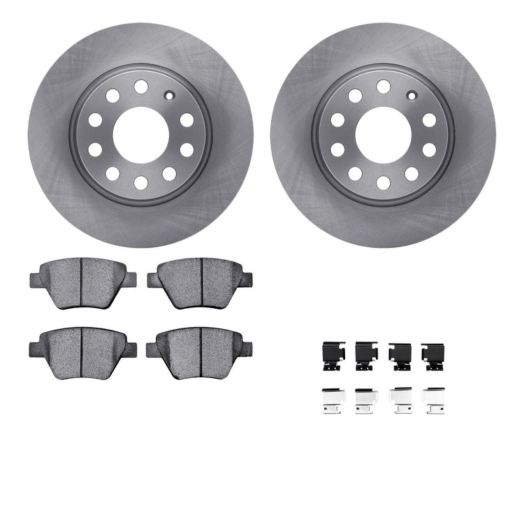 6512-74352 Brake Rotors w/5000 Advanced Brake Pads Kit with Hardware, 2005-2016 Audi/Volkswagen, Position: Rear